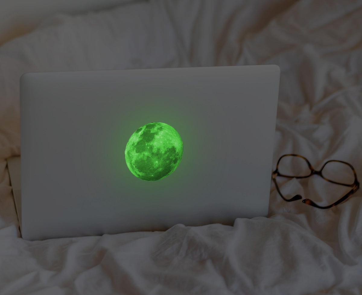 Product presentation view of Glow in The Dark Laptop Vinyl Decal.