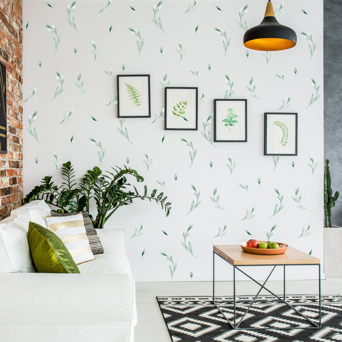 Leaf Wall Decor Stickers - Botanical Peel Stick Green Leafs Decals