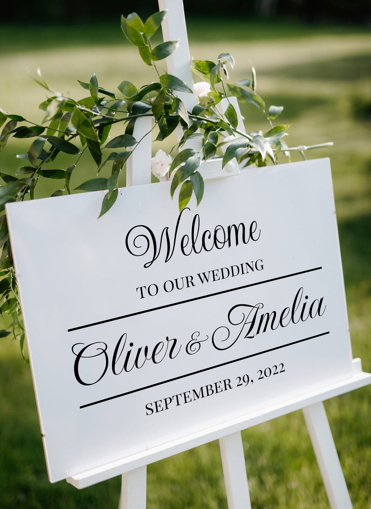 Alternate product view of Welcome To Our Wedding Sign Decal.