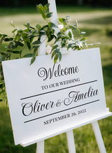 Alternate product view of Welcome To Our Wedding Sign Decal.