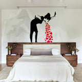 Alternate product presentation of Artist Love Sick Girl With Hearts Wall Decal.