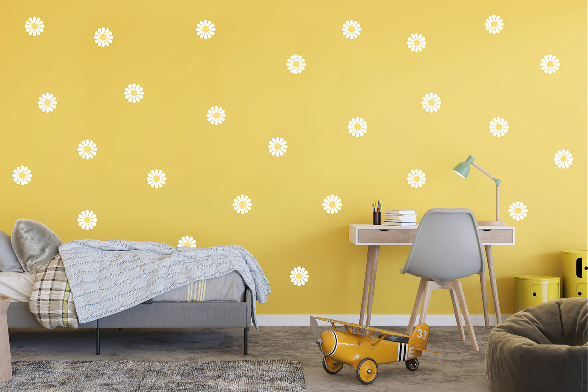 Product detail view of 24x Daisy Flowers Wall Stickers.