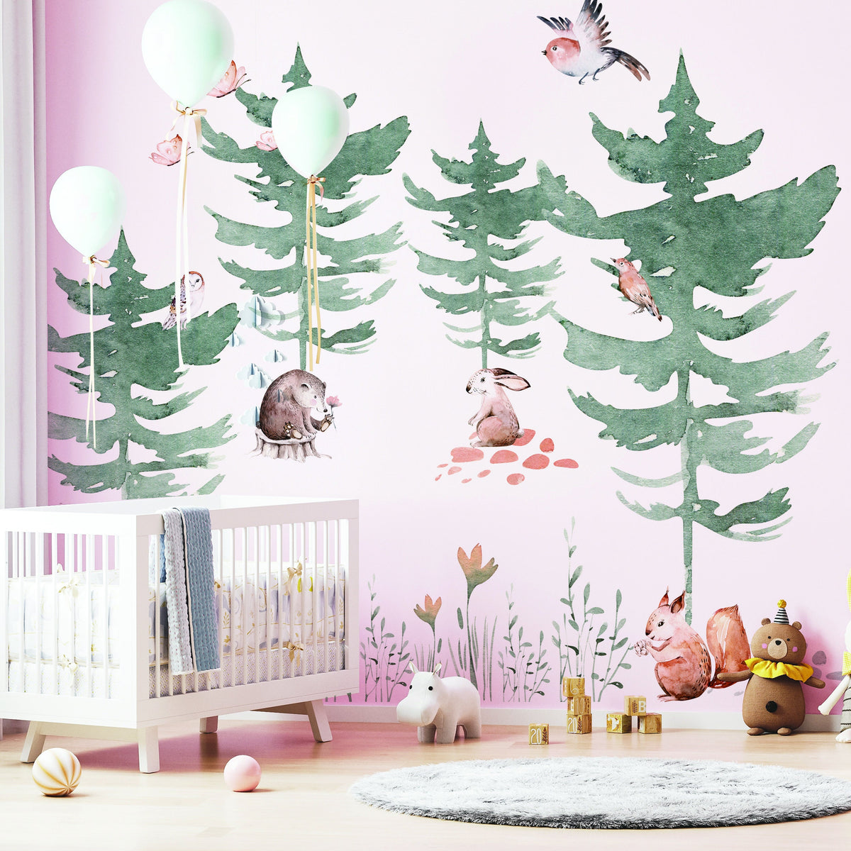 Alternate product view of Forest Animals and Trees Wall Decal for Kids Room.