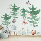 Alternate product presentation of Forest Animals and Trees Wall Decal for Kids Room.