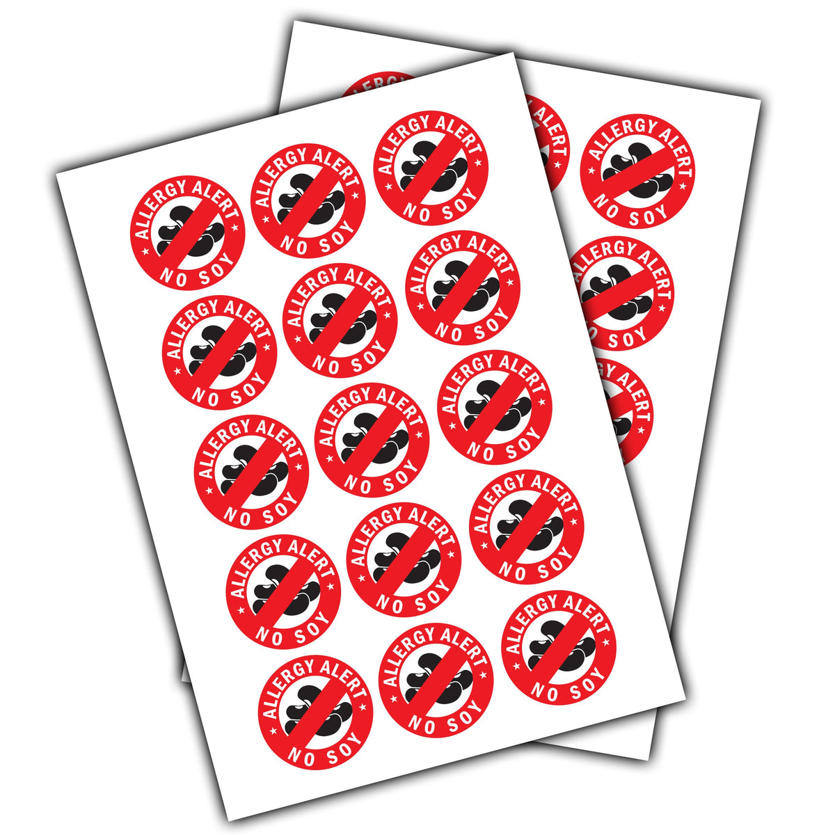 24x No Soy Allergy Alert Sticker - Food Allergies Awareness Safety Decals