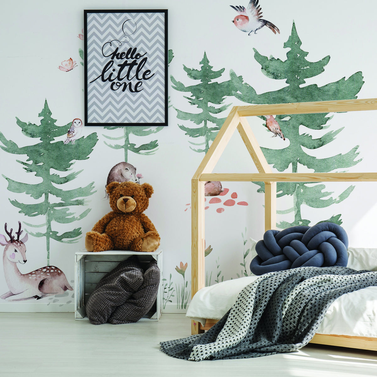 Product presentation view of Forest Animals and Trees Wall Decal for Kids Room.