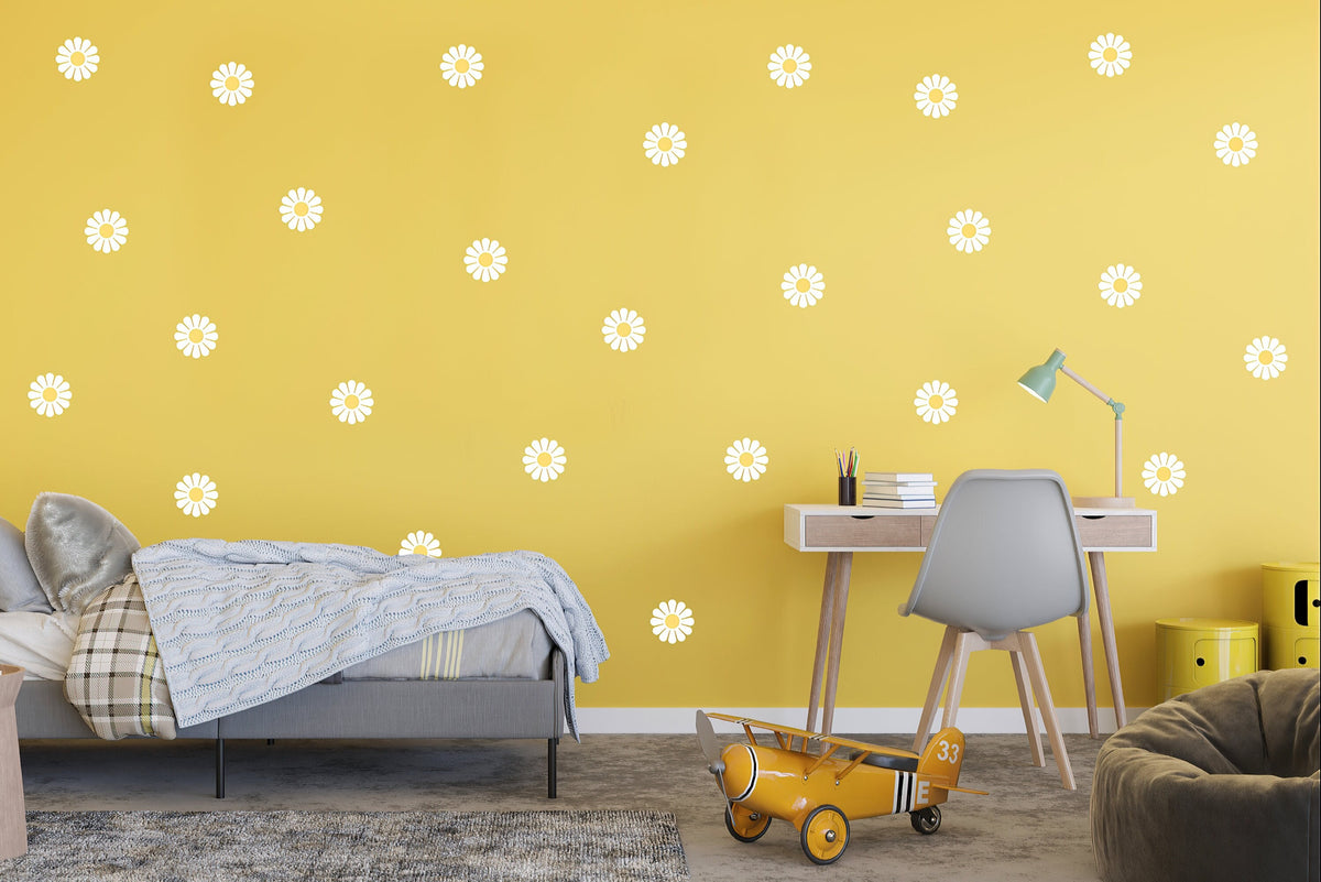 Alternate product view of White Daisy Flowers Wall Decals.
