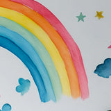 Printed vinyl decal artwork showing a watercolor rainbow, clouds and stars for nurseries, baby rooms, children’s bedrooms and
