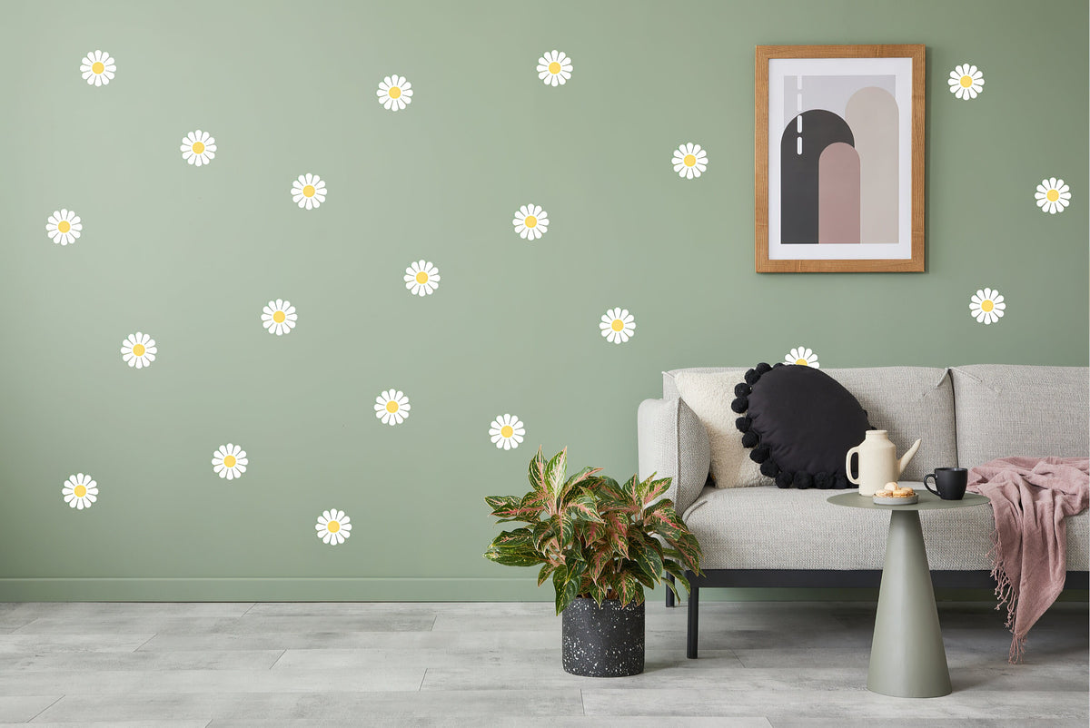 Product detail view of White Daisy Flowers Wall Decals.