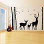 Deer and Moose Birch Forest Wall Decal featuring the deer, moose, birch trees and woodland composition shown in the product gallery