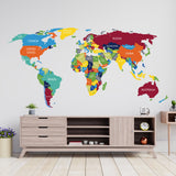 Product presentation view of Large World Map Wall Decal.