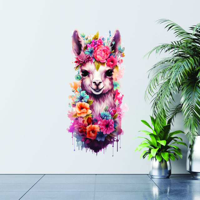 Cute Baby Llama Nursery Wall Decal in soft hues