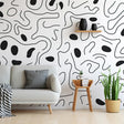 Modern Abstract Black and White Decal