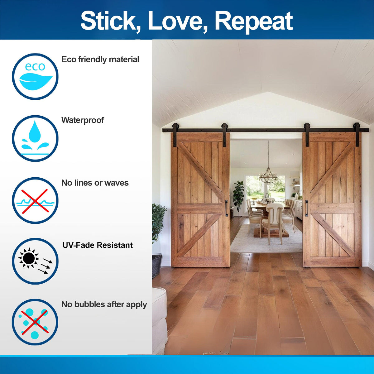 Alternate product view of Brown Rustic Barn Door Wallpaper Sticker.
