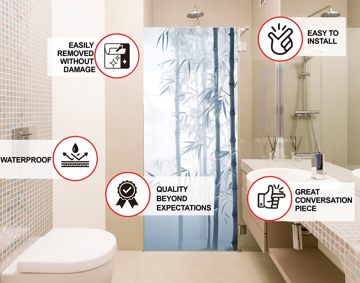 Alternate product view of Tranquil Bamboo Forest Shower Glass Door Sticker.