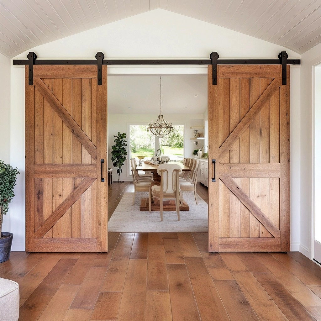 Product gallery view of Brown Rustic Barn Door Wallpaper Sticker.