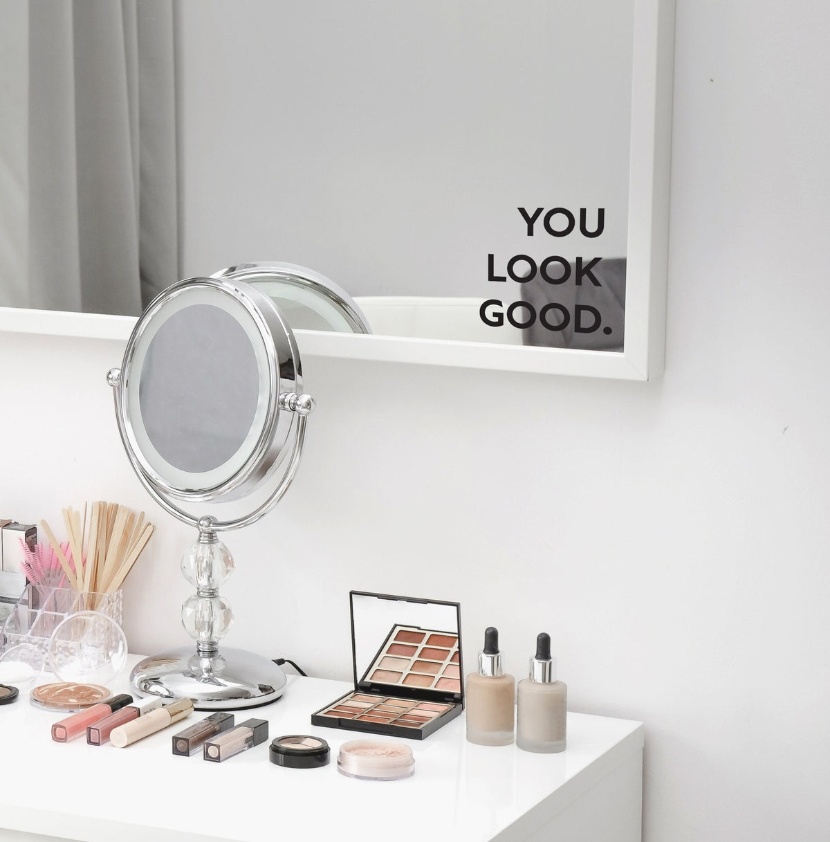 You Look Good Square Mirror Decal - Uplifting Bathroom Mirror Sticker