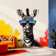Funky Zebra with Sunglasses Wall Decal - Vibrant Modern Animal Art Sticker for Home Decor