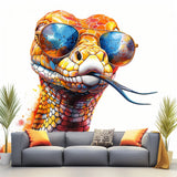 Orange Snake with Glasses Wall Decal featuring Glasses Easy to Apply & Repositionable Room Decor