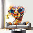 Vibrant Orange Snake with Glasses Wall Decal - Easy-to-Apply & Repositionable Watercolor Snake Sticker