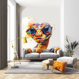Product gallery view of Vibrant Orange Snake with Glasses Wall Decal.