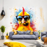 Cute Baby Chicken with Glasses Wall Decal featuring Glasses Wall Decal Vibrant Watercolor Chick Sticker