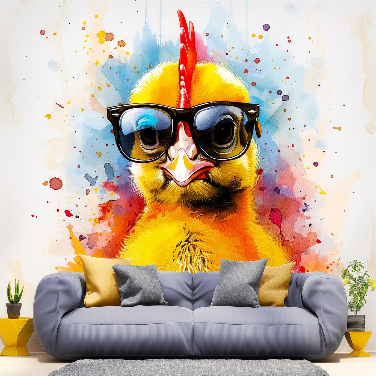 Product gallery view of Cute Baby Chicken with Glasses Wall Decal.