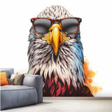 Bald Eagle with Sunglasses Wall Sticker Decal featuring Sunglasses Wall Sticker Decal Cool Bird in Glasses Room Decor