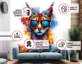 Vibrant Maine Coon Cat Wall Sticker with Sunglasses featuring our Vibrant Maine Coon Cat Wall Sticker with Sunglasses