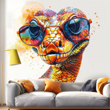 Vibrant Orange Snake with Glasses Wall Decal featuring Glasses Wall Decal Easy to Apply & Repositionable Watercolor Snake Sticker