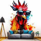 Colorful Poultry Wall Sticker Decals with Sunglasses featuring Sunglasses Modern Chicken Art Decal