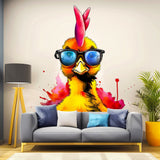 Funny Baby Chicken with Glasses Wall Decal featuring Glasses Wall Decal Vibrant Watercolor Chick Sticker