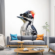 Downy Woodpecker Bird in Glasses Wall Sticker Decals - Unique Room Decor for Nature Lovers