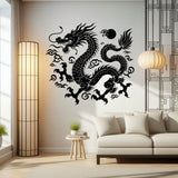 Intricate Chinese Dragon Wall Decal Sticker featuring the intricate Chinese dragon inspired artwork shown in the product gallery