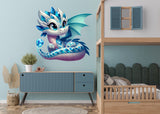 Cute Baby Dragon Wall Decal featuring the colourful baby dragon and fantasy artwork shown in the product gallery