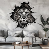 3D Lion Head Wall Decal featuring a realistic printed depth effect
