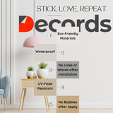 Decords vinyl sticker features chart listing eco-friendly material, waterproof finish and UV-fade resistance.