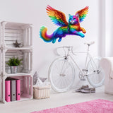 Rainbow Flying Cat with Wings Wall Sticker Decals featuring Wings Wall Sticker Decals Vibrant Room Decor