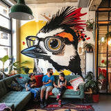 Alternate product view of Huge Downy Woodpecker Bird Face in Glasses Wall Sticker Decals.