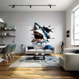 3D Great White Shark Wall Decal featuring a breakthrough illusion, Design 3