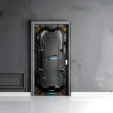 3D spaceship airlock door mural with a science-fiction gateway design