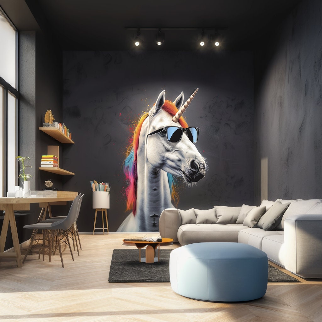 Graffiti Unicorn Wall Sticker featuring Sunglasses Decal