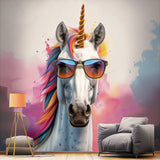 Photorealistic Graffiti Unicorn Wall Sticker featuring Sunglasses Decal