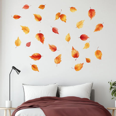 Autumn Leaves Wall Decal displayed in a room setting.