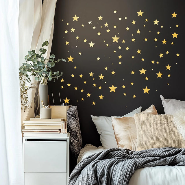 300 Star Wall Decal Set featuring 300 individual vinyl star and sparkle decals