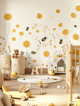 Printed vinyl decal artwork showing the separate daisy and bee decals shown in this product’s gallery