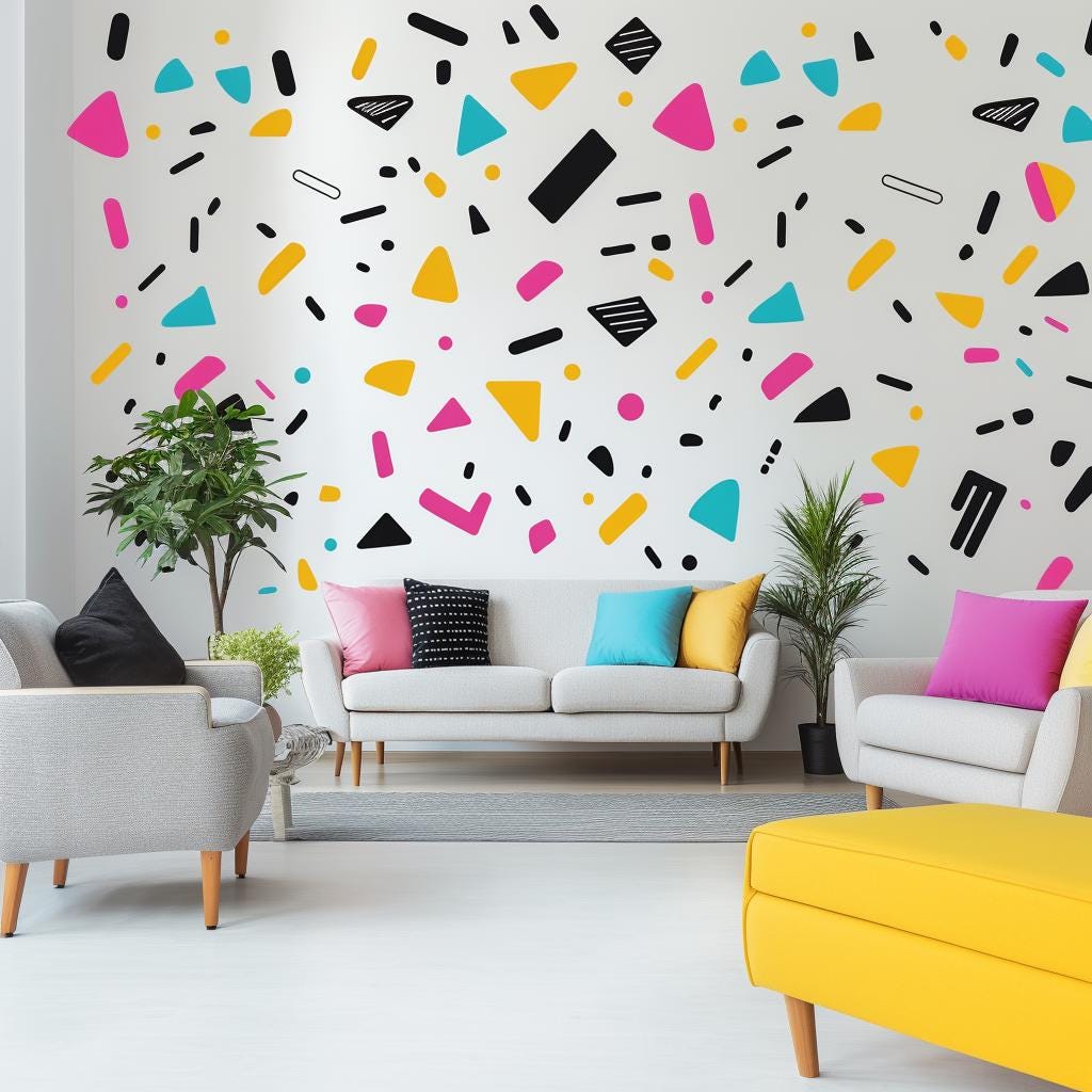 Memphis Pattern Wall Decal featuring Memphis pattern wall sticker set