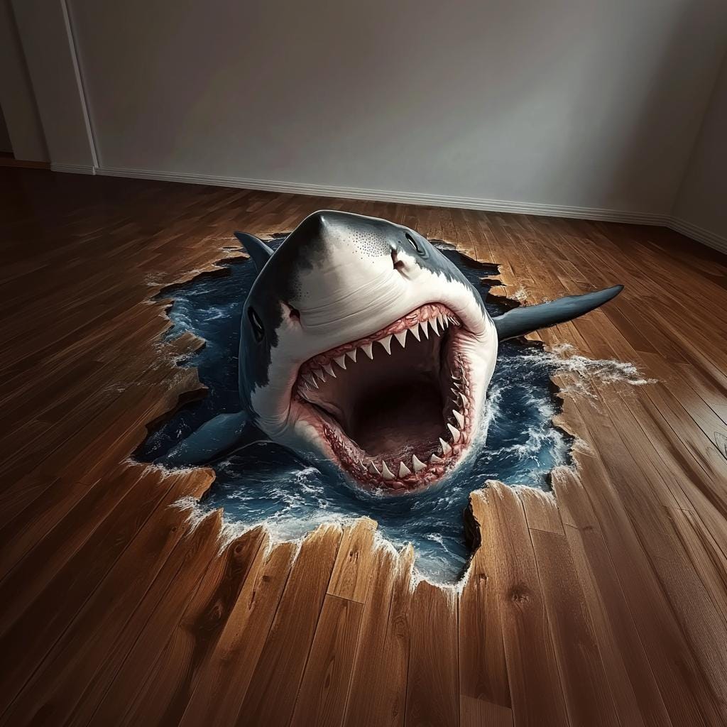 Alternate gallery view of 3D Shark Floor Sticker.