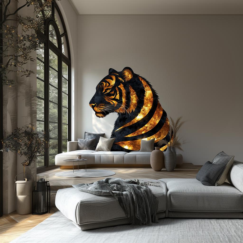 Printed vinyl decal artwork showing the golden tiger artwork and dark background shown in the product gallery