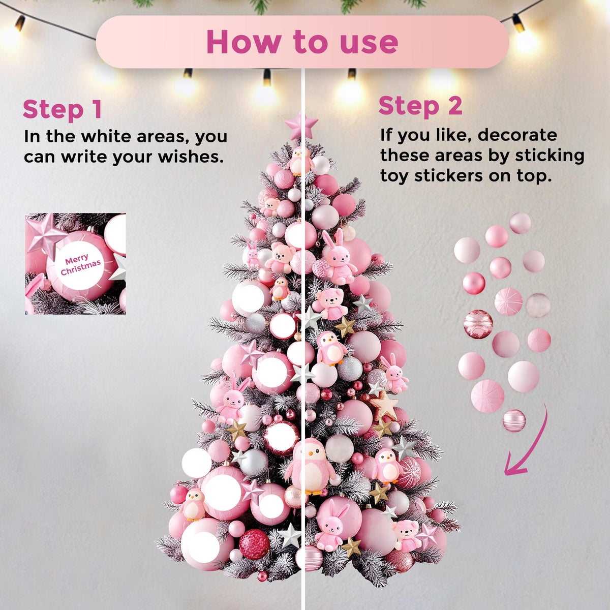 Alternate product view of Pink Christmas Tree Wall Decal.